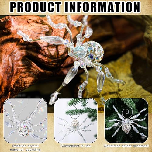 Cunno Legend of The Christmas Spider Ornament Crystal Christmas Spider Miracle Gifts with Story Card Pack The Tradition of Tinsel Legend Spiders Hanging Handmade Decor for Xmas Tree(Fresh)