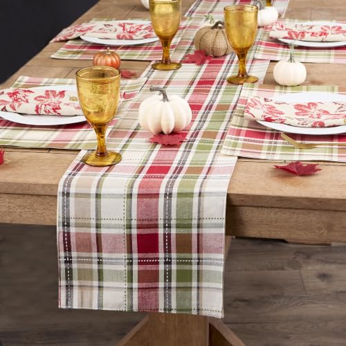 DII Fall & Thanksgiving 13x72 Inch Cotton Table Runner - Rustic Plaid Home Decor