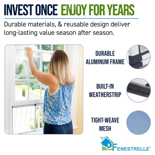 Fenestrelle Expandable Window Screen - Medium (15" H x 21-40" W) 2-Pack
