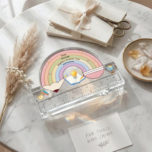 WETDNGQI Teacher Appreciation Rainbow Acrylic Plaque Paperweight - Model Teacher10, 4.7 x 3.1 inches
