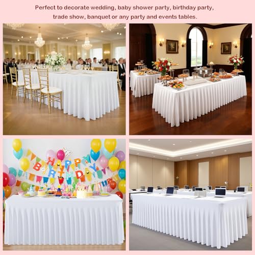 White Spandex Table Covers & Skirts for 6ft Rectangle Tables - 5 Pack (Variation of THIS listing)