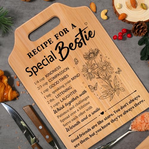 Bestie Gifts for Women - Friendship Cutting Board, Milcier 12x8.7 Inch