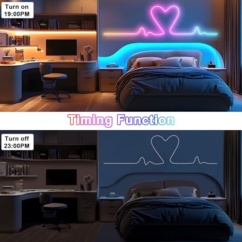 66Ft RGB LED Neon Rope Lights for Indoor & Outdoor Home Decor - App & Remote Control