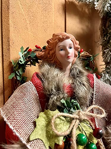 Santa's Workshop 16" Red Homespun Angel Christmas Tree Topper