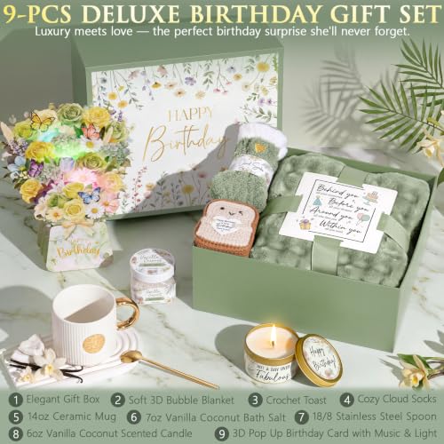 Birthday Gift Basket for Women with Vanilla Coconut - Sage Green