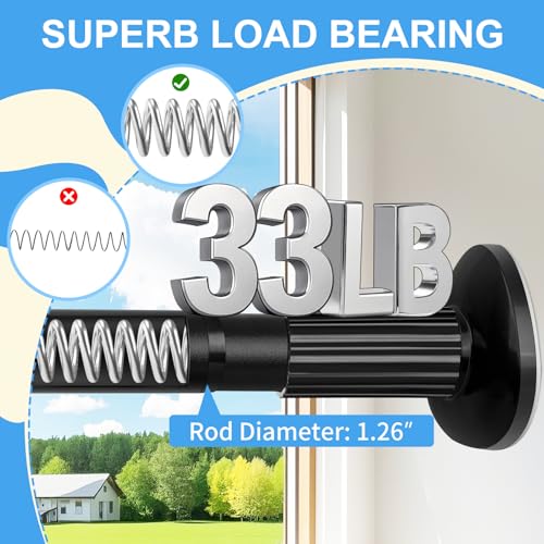 Black Tension Curtain Rod 51-165 Inch No Drilling Outdoor Indoor Heavy Duty