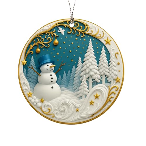 Happy Snowman Christmas Ornaments 2025, Holiday Acrylic Hanging Ornament for Xmas Tree Window Car, Snowman Decor for Home, Unique Christmas Decorations, Winter Gifts for Friends Family Coworkers