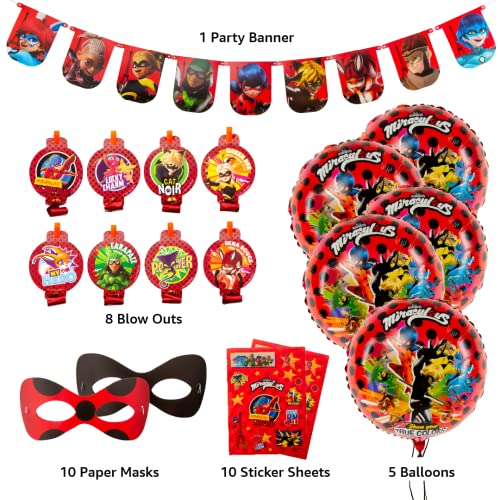 Miraculous Ladybug Party in a Box Kit - Official Licensed Kids Birthday Supplies - Mighty Mojo