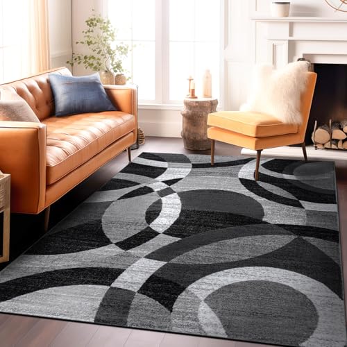Rugshop 5'3" x 7'3" Gray Overlapping Circles Modern Geometric Area Rug
