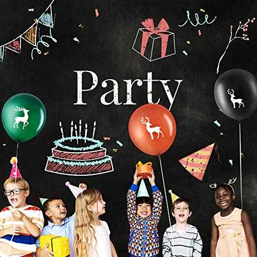 Elk Buck Deer Party Balloons Set, Includes 48 Pieces Woodland Latex Deer Balloon and 2 Rolls Black Band for Party Favor Supplies Decoration Lumberjack Camo