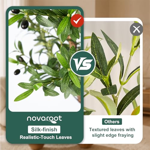 6ft Faux Olive Tree with Decorative Planter - Indoor Artificial Tree, Silk Leaves & Fruits