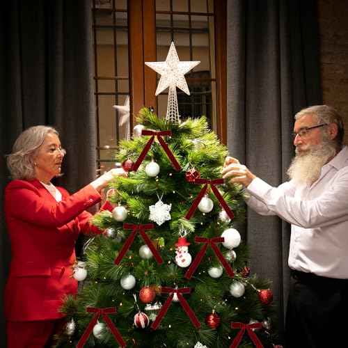 24 Pieces Mini Burgundy Red Velvet Bow 3.9 x 5.9 Inches Wedding Craft Bows Birthday Tree Ornaments Bow 4/5" Width Ribbon Tie Bows for Trees Gift Wrapping Decorations