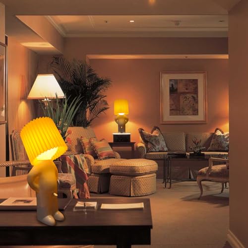 Shy Man Lamp-Creative Small Night Light LED Plug-in Table Lamp for Bedroom Office,Novelty Fun White Elephant Gift for Men Women Boyfriend Girlfriend Christmas Gifts, ValentinesGifts(Yellow)
