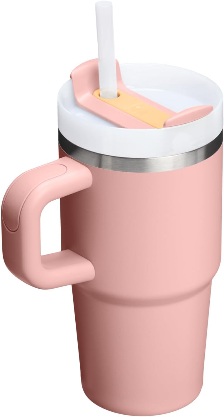 STANLEY Quencher H2.0 Tumbler - 20 oz Insulated Stainless Steel Cup with Handle & Straw | Peach Rose