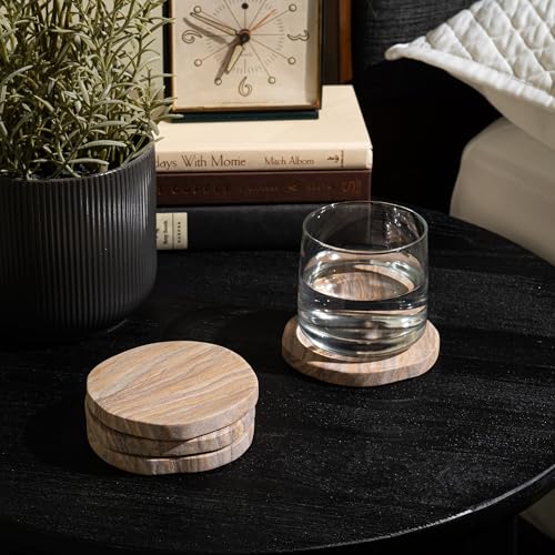 Set of 6 Absorbent Sandstone Drink Coasters - Rustic Organic Design