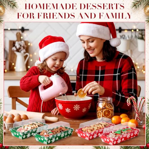 100 Pack Christmas Charcuterie Boxes with Lids, Snowflake Style