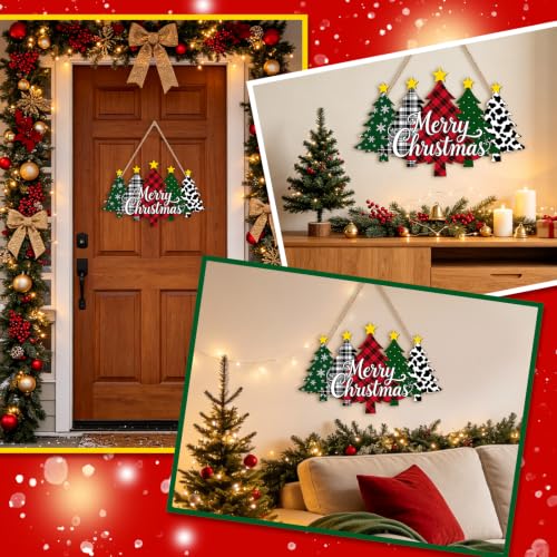 Christmas Wooden Wreath Sign Merry Christmas Front Door Decor