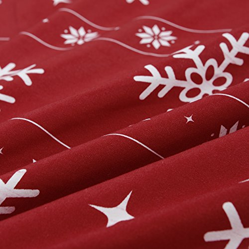 Vaulia Red Snowflake Microfiber Duvet Cover Set Queen - Festive Holiday Bedding