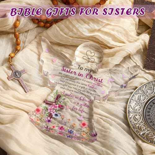 Gerrii Christian Gifts for Women Inspirational Religious Gifts for Her Bible Verse Desk Decor Spiritual Acrylic Plaque Decorative Sign for Birthday Christmas Mom Sister Friend (Sister in Christian)