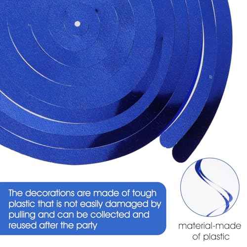 36 Pcs Hanging Swirl Party Decorations Blue and White Ceiling Streamers Party Decorations, Spiral Ceiling Hanging Decor for Birthday Wedding Baby Shower Graduation Celebration Party Supplies(Blue)