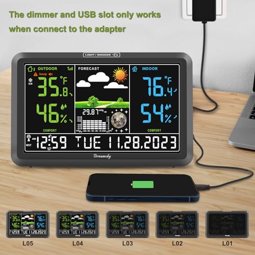 DreamSky Weather Station Indoor Outdoor Thermometer Wireless, Atomic