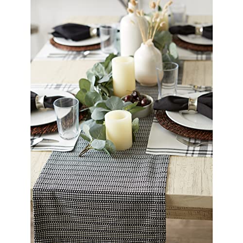 DII Black Gingham Cotton Table Runner 14x108 Inches Farmhouse Decor