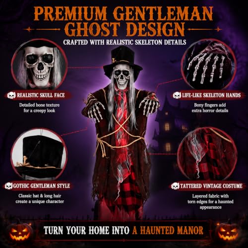 Halloween Hanging Skeleton Decorations Set - Outdoor Indoor Porch Tree Decor, 3 Pack