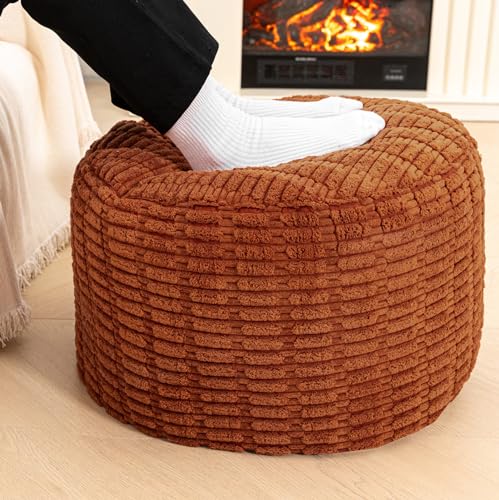 Asuprui Burnt Orange Round Ottoman Foot Rest 20x14 in - Leg Support for Couch