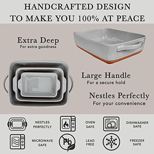 Deep 9x13 Inch Porcelain Baking Dish - Oven & Freezer Safe, Earl Grey Variation