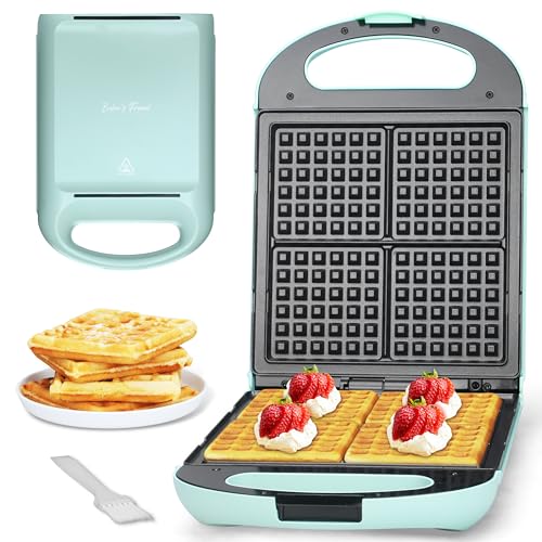 Belgian Waffle Maker Aqua 4-Slice Nonstick Square Waffle Iron - Family Size