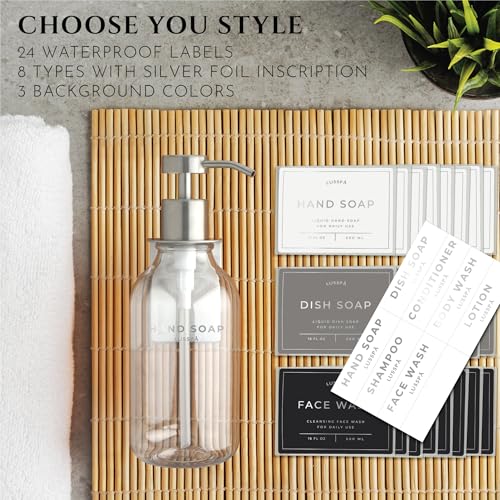 LUSSPA Wall Mounted Shower Shampoo Dispenser Set 3 Clear Bottles with Silver Pumps