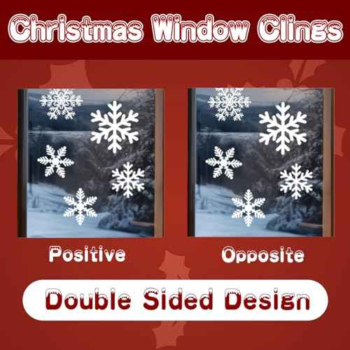 144pcs Christmas Snowflake Window Clings Stickers, Christmas Window Decorations Xmas Decals Decor for Glass Indoor Holiday, Winter Snowflake Decals for Home Party Supplies Thanksgiving D?cor