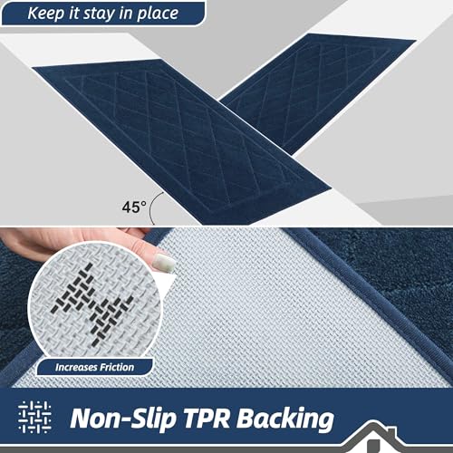 BEQHAUSE Dirt Trapper Door Mat 48x72 Inches Non-Slip Navy Blue Entry Rug