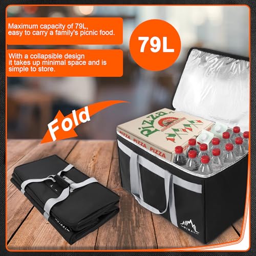 Himal Outdoors Black Insulated Food Delivery Bag XXXL 23x15x14 inches for Hot Cold Food