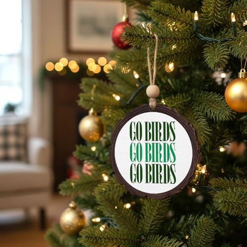 Go Birds Football Wooden Christmas Ornament - Sports Fan Decor Gift