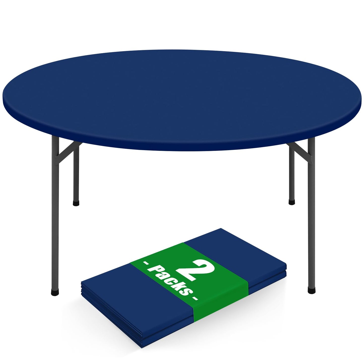 Moosfor Round Spandex Tablecloth 2 Pack, Elastic Fitted Waterproof Tablecloths for 36"-44" Tables, Stretch Washable Picnic Table Cover for Camping, Dining, Indoor and Outdoor, Navy