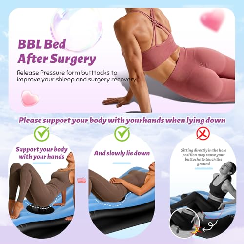 Blue Post-Surgery BBL Bed with Hole for Sleeping & Recovery - Wolfwo
