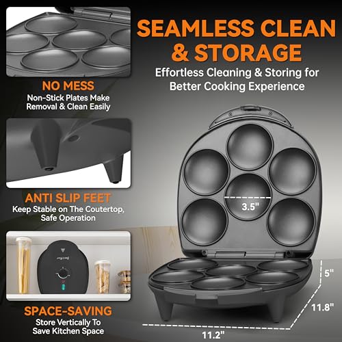 Baker's Friend Arepa Maker Graphite - Mini Pancakes & Egg Pan, Browning Control