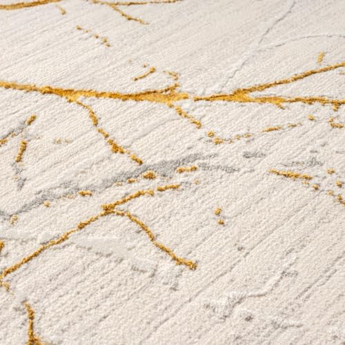 LUXE WEAVERS Modern Gold Abstract Non-Shedding Area Rug 5x7 ft