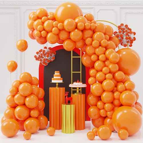 Orange Balloons Garland Arch Kit,130pcs Premium Latex Balloons,18 12 10 5 Inch Matte Orange Balloons Garland for Birthday Graduation Baby Shower Halloween Christmas Wedding Party Decorations
