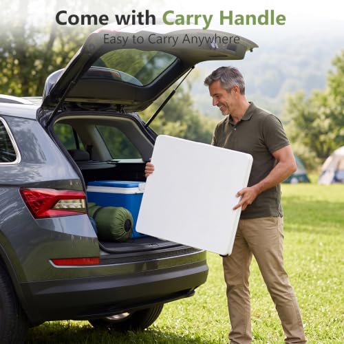 4FT Folding Table with Adjustable Height Portable Picnic & Camping Table