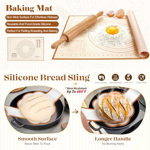 Sourdough Starter Kit with Dutch Oven, Proofing Baskets & Baking Tools