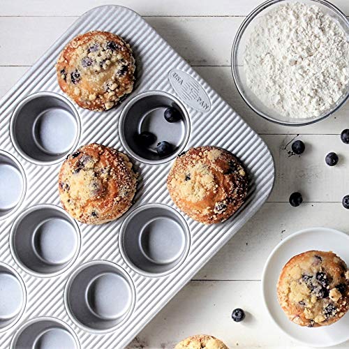 12-Cup Muffin Pan Set of 2 - Nonstick Aluminized Steel Bakeware, USA Pan