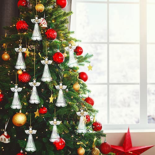 Jetec 48 Pcs Christmas Glass Angel Ornaments Clear Mini Tree Hanging Decor (48 pieces)