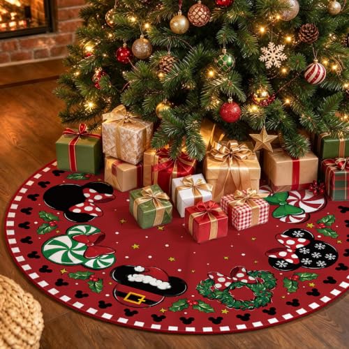 Yarcooly Red 48 Inch Christmas Tree Skirt - New Year Xmas Home Decor