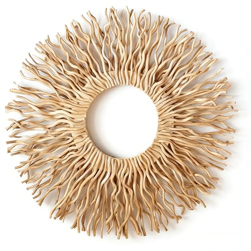 Large Boho Sunburst Wall Art - Handmade Mulberry Branch Decor for Living Room & Bedroom