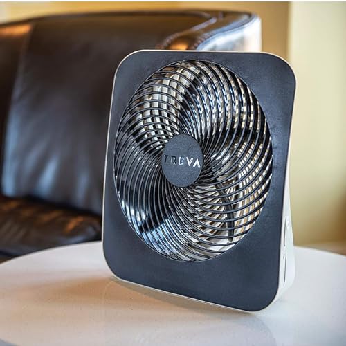 Black Portable Desk Fan 10-Inch Battery or AC Powered 2-Speed Fan - Treva