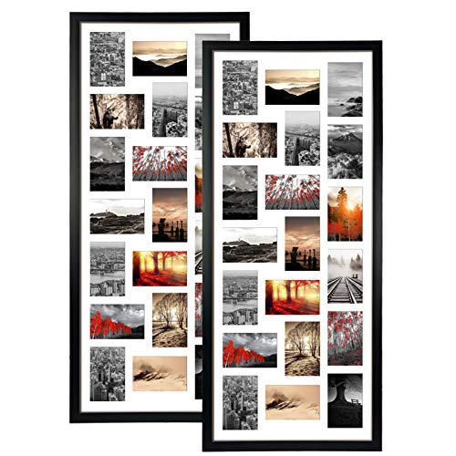 QUTREY Black 20-Opening Wall Collage Photo Frame Set of 2, 4x6 Inch