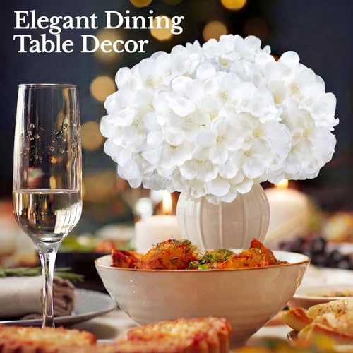 Eccelso Ivory Hydrangea Artificial Flowers Bulk - 65 pcs for Wedding & Event Decor
