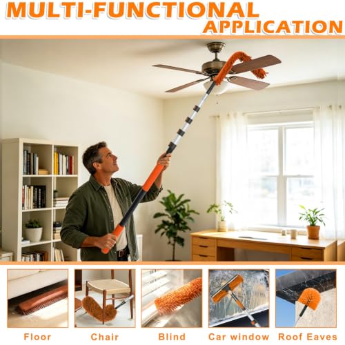 20FT Extendable Dusting Kit with Long Reach Pole, Cobweb & Microfiber Dusters